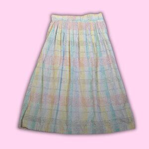 Vintage Robyn Pastel Plaid Women's Long Midi A-Line Skirt